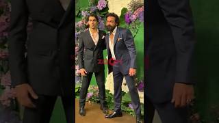 Bobby Deol invites son Aryaman to pose with him at Karan Deols reception party shorts bobbydeol [upl. by Adneram]