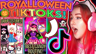 REACTING TO ROYALLOWEEN TIKOKS CANDY FARMING CUTE OUTFITS amp MORE ROBLOX Royale High Updates [upl. by Lerak49]