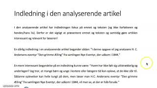 Indledningen i den analyserende artikel [upl. by Greeson]