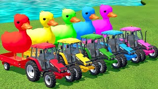 LOAD AND TRANSPORT GIANT DUCKS WITH NEW HOLLAND TRACTORS AND CASE LOADERS  Farming Simulator 22 [upl. by Sylado850]