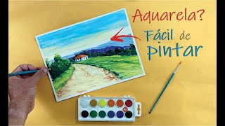 PINTURA EM AQUARELA  COMO PINTAR PAISAGEM COM CAMINHO [upl. by Keane]