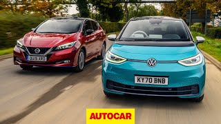 Volkswagen ID 3 v Nissan Leaf review  which is the best new EV  Autocar [upl. by Ahsieyt]