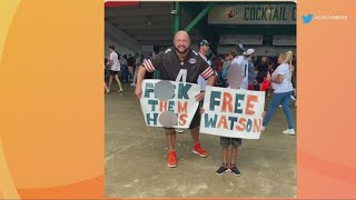 Images of vulgar tshirts signs at Cleveland Browns preseason game circulate on social media [upl. by Ramgad305]