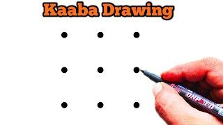 Kaaba Drawing Tutorial  How To Draw An Kaaba With 9 Dots Easy  Dots drawing [upl. by Nauqyt883]