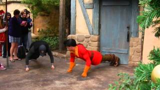 Gaston schools girls boyfriend with pushups at Disney World [upl. by Greenebaum]