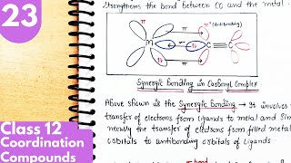 23 Bonding in metal carbonyls Synergic bonding in metal carbonyls Coordination Compounds Class12 [upl. by Enyak]