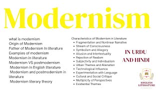 Modernism  Characteristics  Modernism Vs Postmodernism  Modernism in English Literature  PDF [upl. by Sulecram]