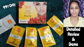 Vlcc Skin Glow Facial Kit Review and Demo VlCc Facial Kit  facial Kit Review Facial at home [upl. by Yl810]