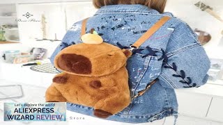 Cute Capybara Plush Backpack Kawaii Plushie Doll Fur Bag Shoulder Crossbody Bags Review [upl. by Seys]