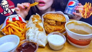 ASMR KFC FOOD FRIED CHICKEN BURGERSANDWICH  SPICY FRIES MUKBANG  EATING SOUNDS shorts [upl. by Vanhomrigh]