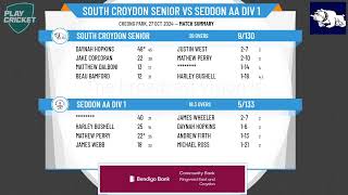 South Croydon Senior v Seddon AA Div 1 [upl. by Brockie856]