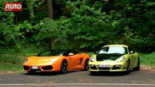 Sportwagen  Faszination Onboard Lamborghini Gallardo LP 5604 Bicolore  Porsche Cayman R [upl. by Narbig]