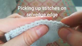 Picking up stitches on selvedge edge [upl. by Greabe]