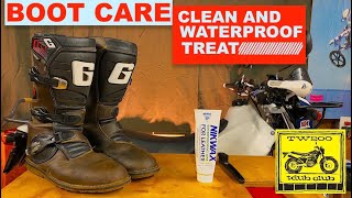 Cleaning amp Nikwax Waterproofing Wax for Leather treatment for Gaerne Balance Oiled Boots  TDUB Club [upl. by Elletse117]