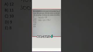 Questão de vestibular envolvendo porcentagem matematica enem vestibular porcentagem shorts [upl. by Gerius]