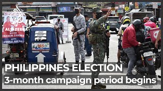 Philippines kicks off threemonth presidential election campaign [upl. by Yatnuhs]