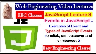 JavaScript Lecture 8  Types of JavaScript Events onclick onmouseover and onmouseout [upl. by Gessner]