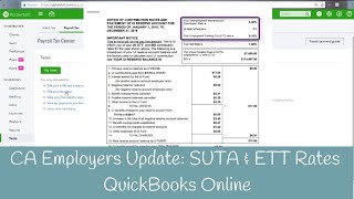 Updating SUTA and ETT Rates for California  EDD in QBO [upl. by Val]