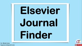 Elsevier Journal Finder [upl. by Pamela]