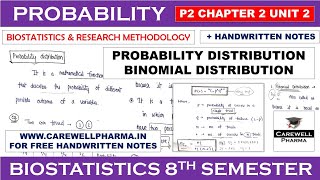 Binomial distribution  Biostatistics 8th Semester  Carewell Pharma [upl. by Aiet]