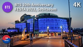 🟣 BTS 10th Anniversary FESTA 2023 Sebitseom Seoul Walk 4K l 방탄 10주년 페스타 세빛섬 [upl. by Normac233]