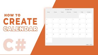 PART 1  How To Create a Calendar in CNET Windows Form using UserControl [upl. by Aerdnak]