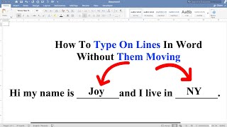 How to type on Lines in Word Without Them Moving [upl. by Nnyllatsyrc]