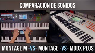 Yamaha Montage M vs Montage vs MODX PLUS Comparación en Español [upl. by Annahsed]