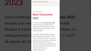 Bono Vacaciones 2023 venezuela bonos sistemapatria patria [upl. by Aleik]