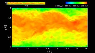 Visualization of streamwise velocity in turbulent channel flow [upl. by Vevine931]