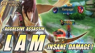 LAM Honor of Kings HOK Assassin aggresive to war best item amp technique  pro player gameplay [upl. by Airdni]