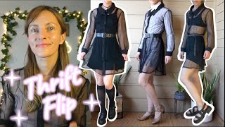 Thrift Flip Shirt into a Sheer Dress  6 outfit ideas [upl. by Gualtiero626]