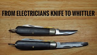 Modifying an Electricians Knife into a Whittler with a Wharncliffe blade [upl. by Jewell508]