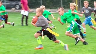 KID SCORES TOUCHDOWN AT FLAG FOOTBALL GAME 🏈 [upl. by Burkle]