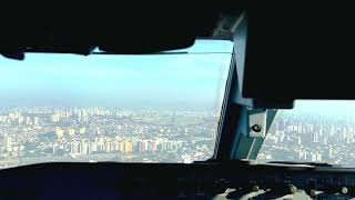 Landing at São Paulo Congonhas Airport CGH cockpit view  Aterrisagem em Congonhas [upl. by Wyck]