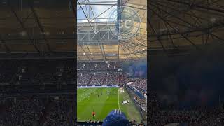 Pyrotechnik im KSC Block in der Veltins Arena  Schalke Karlsruhe 00 🔵⚪️ [upl. by Dave]