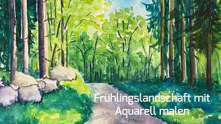 Eine Frühlingslandschaft mit Aquarell malen Anfänger mit Grundkenntnissen [upl. by Settera136]