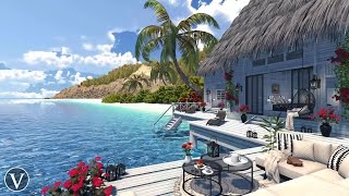 Maldives Beach House  Day amp Sunset Ambience  Ocean Waves amp Tropical Nature Sounds [upl. by Sirehc]