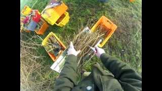 Making small waste wood into bundles for kindling [upl. by Friedberg]