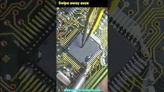 Drag soldering technique for 64 leg smd chip soldering electronicsrepair short [upl. by Daniela806]