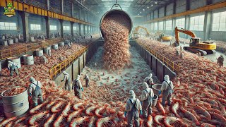 How Millions of Shrimp Are Caught amp Processed  Massive Shrimp Processing Factory [upl. by Loyce]