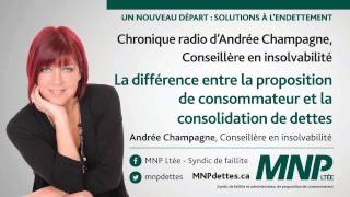 MNP Ltée  La difference entre une proposition de consommateur et une consolidation de dettes [upl. by Assiran]