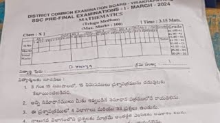 10th class maths Pre final exam question paper 2023 2024 [upl. by Aicrop]