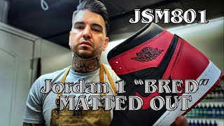 matting out the 2021 Jordan 1 patent quotBREDquot using Angeluss new flat finisher [upl. by Yllor]