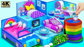 Make Miniature Frozen House has Swiming Pool Car and Rainbow Well for Pet ❄️ DIY Miniature House [upl. by Ibob]