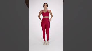 Legging Fitness Canelada Com Bolsos Laterais Vermelho Rubi [upl. by Pelpel]