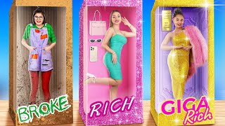 Poor vs Rich vs Giga Rich Secret Room We Build a Bunk Bed for Triplets [upl. by Ettegroeg244]