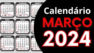 Calendário MARÇO 2024 📆 Datas Importantes  Fases da Lua  Feriados [upl. by Engdahl]