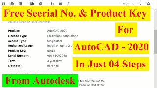 Free serial number amp product key for autocad 2020 [upl. by Phio493]