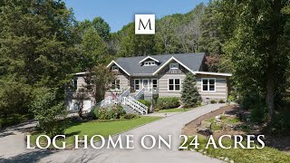 Hand hewn log home on 24 acres [upl. by Mendie416]